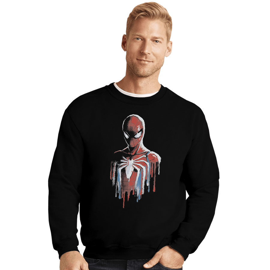 Shirts Crewneck Sweater, Unisex / Small / Black Watercolor Spider