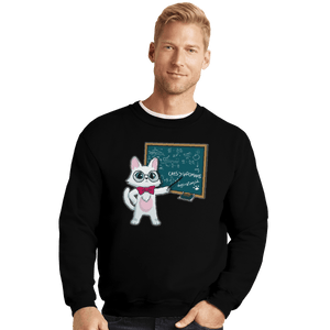 Shirts Crewneck Sweater, Unisex / Small / Black Scientist Cat