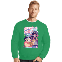 Load image into Gallery viewer, Shirts Crewneck Sweater, Unisex / Small / Irish Green Cookie Cat
