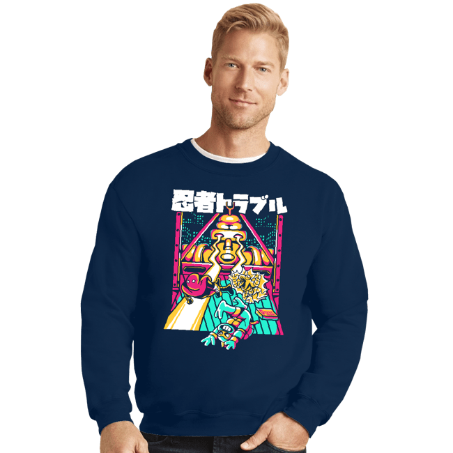 Daily_Deal_Shirts Crewneck Sweater, Unisex / Small / Navy Ninja Trouble