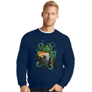 Shirts Crewneck Sweater, Unisex / Small / Navy Cthulhu Strikes Back