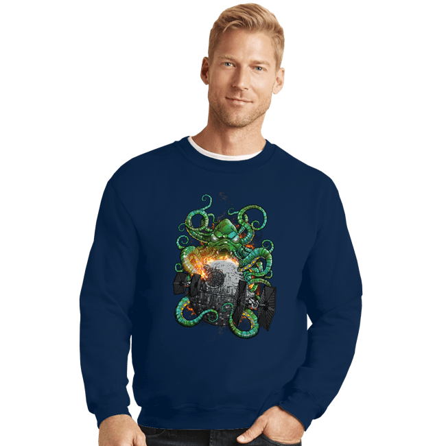 Shirts Crewneck Sweater, Unisex / Small / Navy Cthulhu Strikes Back