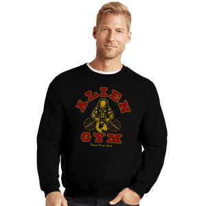 Daily_Deal_Shirts Crewneck Sweater, Unisex / Small / Black Alien Gym