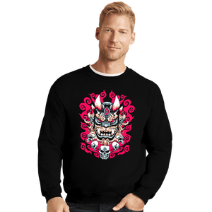 Shirts Crewneck Sweater, Unisex / Small / Black Oni Mask