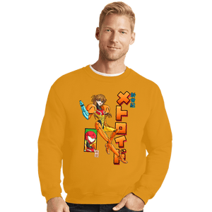 Daily_Deal_Shirts Crewneck Sweater, Unisex / Small / Gold Neon Genesis Metroid
