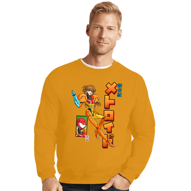 Daily_Deal_Shirts Crewneck Sweater, Unisex / Small / Gold Neon Genesis Metroid