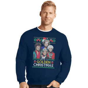 Shirts Crewneck Sweater, Unisex / Small / Navy Golden Christmas