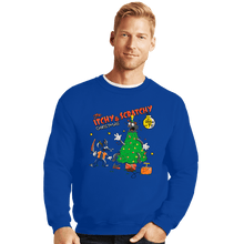 Load image into Gallery viewer, Daily_Deal_Shirts Crewneck Sweater, Unisex / Small / Royal Blue Itchy &amp; Scratchy Christmas
