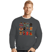 Load image into Gallery viewer, Daily_Deal_Shirts Crewneck Sweater, Unisex / Small / Charcoal Gingerbread Heroes and Villains
