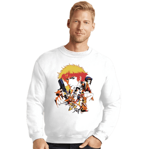 Daily_Deal_Shirts Crewneck Sweater, Unisex / Small / White Retro Space Cowboy
