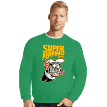 Load image into Gallery viewer, Daily_Deal_Shirts Crewneck Sweater, Unisex / Small / Irish Green Super Peppino Bros.
