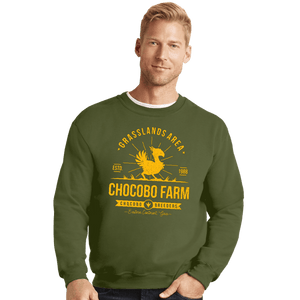 Shirts Crewneck Sweater, Unisex / Small / Military Green Chocobo Farm