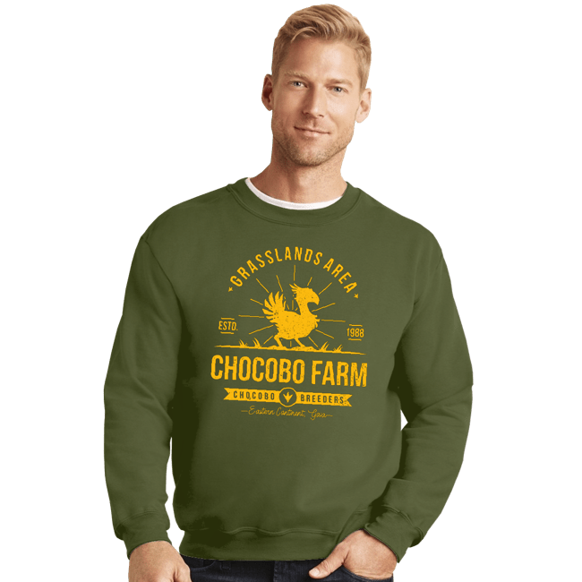 Shirts Crewneck Sweater, Unisex / Small / Military Green Chocobo Farm