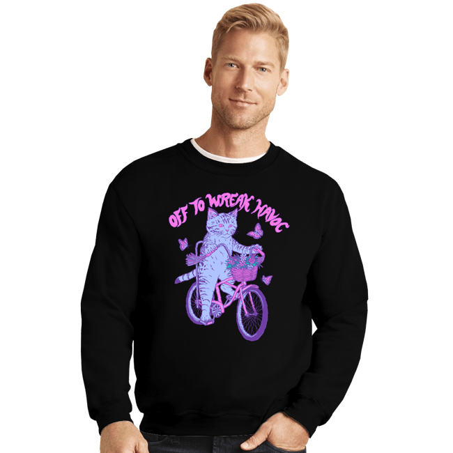 Daily_Deal_Shirts Crewneck Sweater, Unisex / Small / Black Off To Wreak Havoc