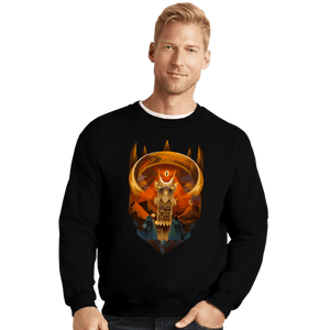 Daily_Deal_Shirts Crewneck Sweater, Unisex / Small / Black Art Deco Dark Fortress