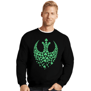 Secret_Shirts Crewneck Sweater, Unisex / Small / Black Shamrock Rebel