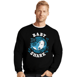 Shirts Crewneck Sweater, Unisex / Small / Black Cute Baby Shark