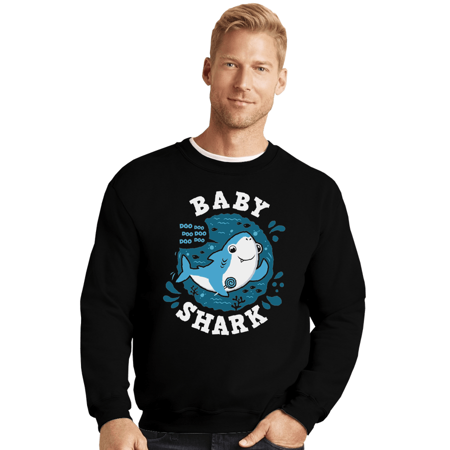 Shirts Crewneck Sweater, Unisex / Small / Black Cute Baby Shark