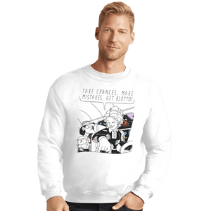 Shirts Crewneck Sweater, Unisex / Small / White Make Mistakes Get Blotto