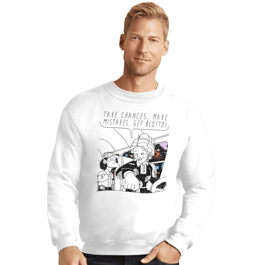 Shirts Crewneck Sweater, Unisex / Small / White Make Mistakes Get Blotto