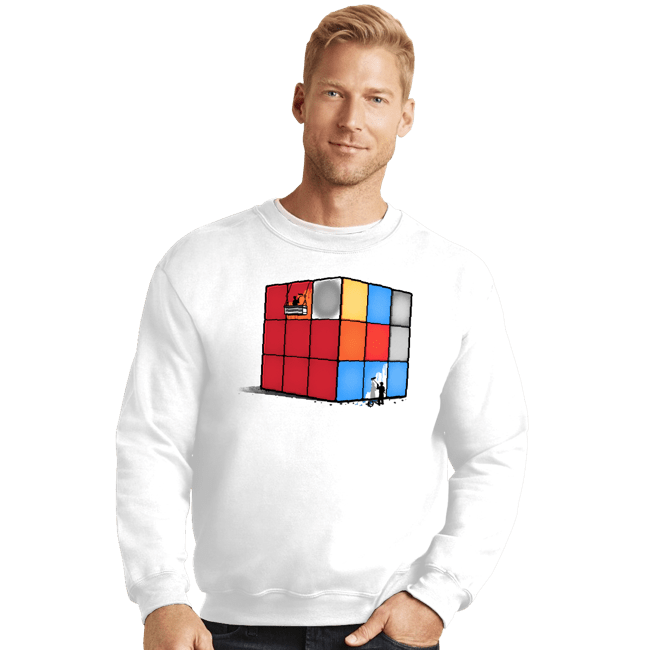 Shirts Crewneck Sweater, Unisex / Small / White Solving The Cube