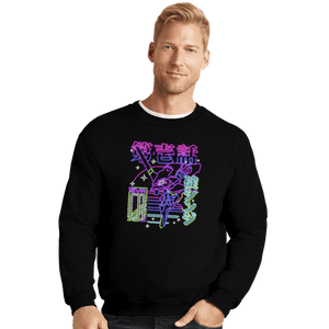 Shirts Crewneck Sweater, Unisex / Small / Black Neon EVA