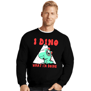 Shirts Crewneck Sweater, Unisex / Small / Black Confused Dino