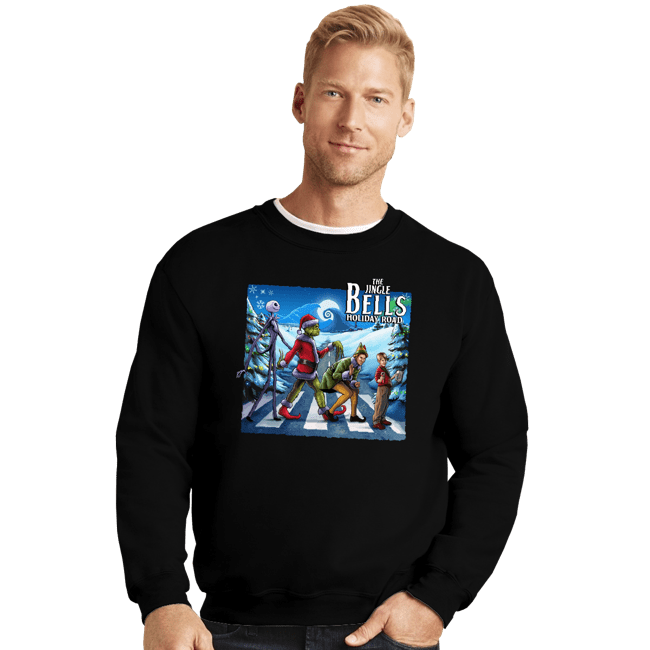Daily_Deal_Shirts Crewneck Sweater, Unisex / Small / Black The Jingle Bells Holiday Road