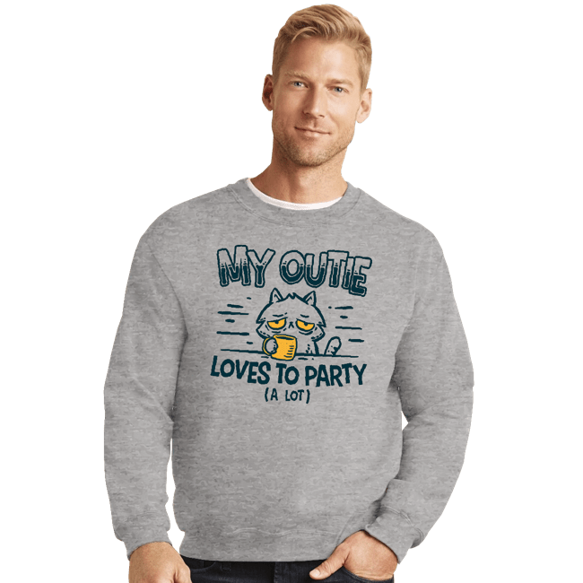 Daily_Deal_Shirts Crewneck Sweater, Unisex / Small / Sports Grey Outie Loves To Party