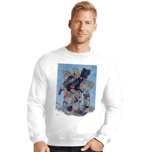 Secret_Shirts Crewneck Sweater, Unisex / Small / White Nu Gundam Watercolor