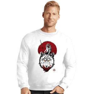 Shirts Crewneck Sweater, Unisex / Small / White Wolf Princess Ink