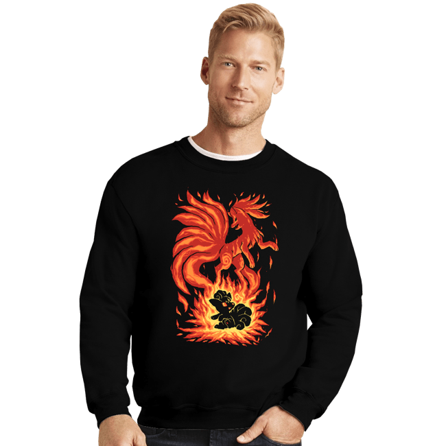 Shirts Crewneck Sweater, Unisex / Small / Black The Flame Tailed Fox Within