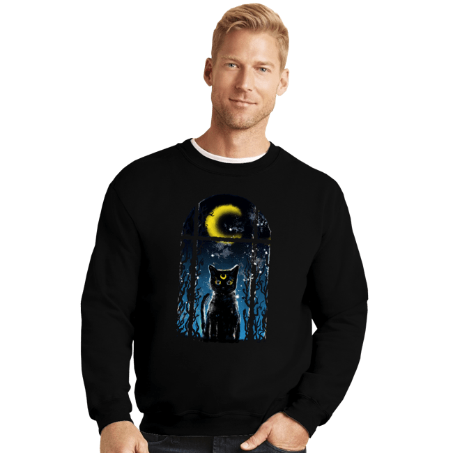 Shirts Crewneck Sweater, Unisex / Small / Black Moon Visitor