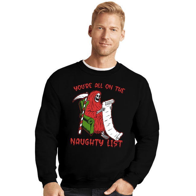 Secret_Shirts Crewneck Sweater, Unisex / Small / Black Naughty List