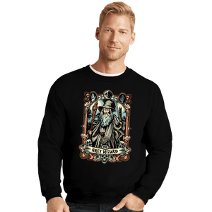 Daily_Deal_Shirts Crewneck Sweater, Unisex / Small / Black The Grey Wizard Crest