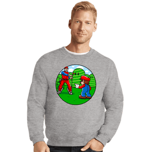 Secret_Shirts Crewneck Sweater, Unisex / Small / Sports Grey Two Marios