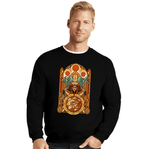 Daily_Deal_Shirts Crewneck Sweater, Unisex / Small / Black Stained Glass Gods