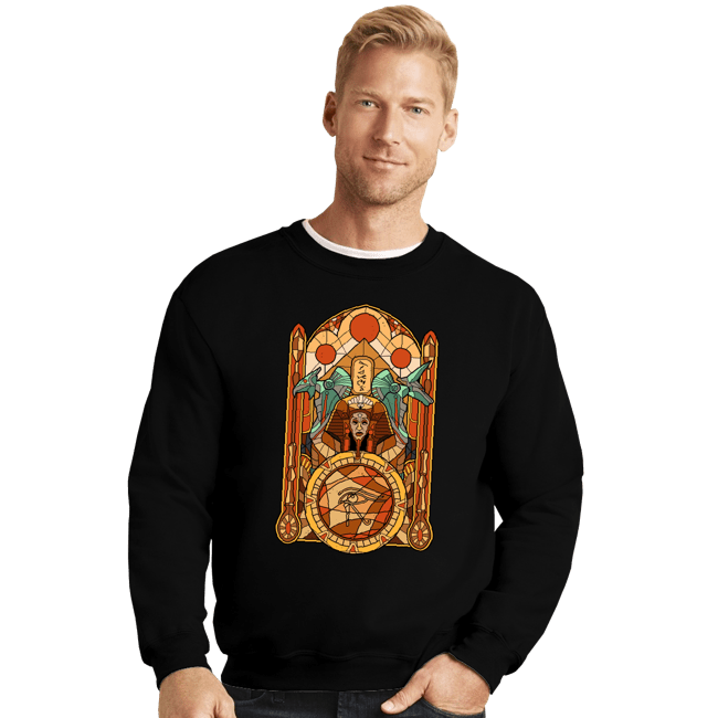 Daily_Deal_Shirts Crewneck Sweater, Unisex / Small / Black Stained Glass Gods
