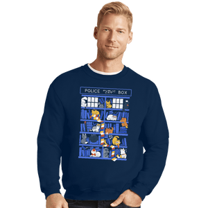 Shirts Crewneck Sweater, Unisex / Small / Navy Library Box Who