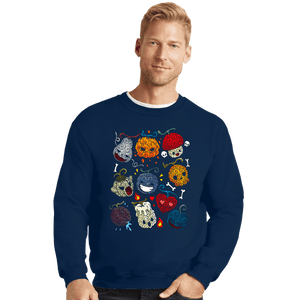 Daily_Deal_Shirts Crewneck Sweater, Unisex / Small / Navy Halloween Fruit