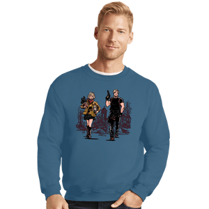 Daily_Deal_Shirts Crewneck Sweater, Unisex / Small / Indigo Blue Leon