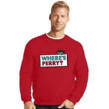 Load image into Gallery viewer, Shirts Crewneck Sweater, Unisex / Small / Red Where&#39;s Perry?

