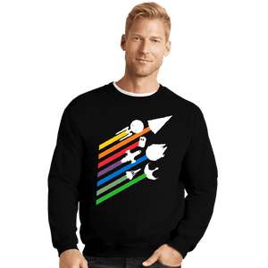 Shirts Crewneck Sweater, Unisex / Small / Black Scifi Streaks