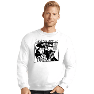Daily_Deal_Shirts Crewneck Sweater, Unisex / Small / White Sick Sad Youth