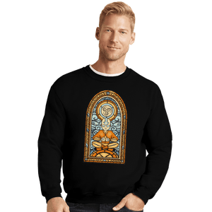 Shirts Crewneck Sweater, Unisex / Small / Black Stained Glass Aang