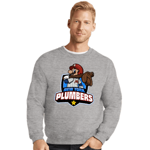 Daily_Deal_Shirts Crewneck Sweater, Unisex / Small / Sports Grey Go Plumbers