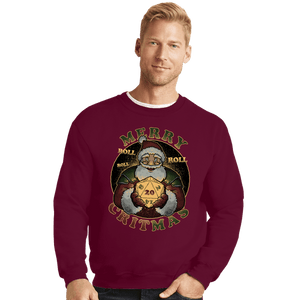 Daily_Deal_Shirts Crewneck Sweater, Unisex / Small / Maroon Merry Critmas