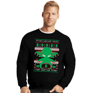 Shirts Crewneck Sweater, Unisex / Small / Black Cthulhu Cultist Christmas