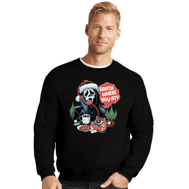 Secret_Shirts Crewneck Sweater, Unisex / Small / Black Ghostface Santa