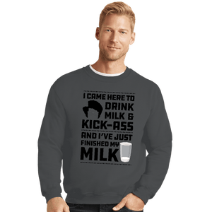 Daily_Deal_Shirts Crewneck Sweater, Unisex / Small / Charcoal Drink Milk